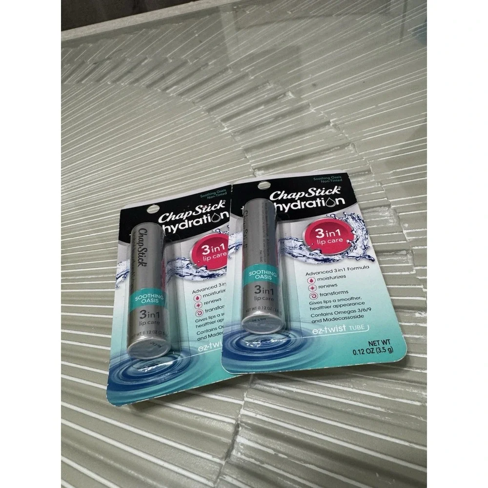 Lot of 2 ChapStick Total Hydration Soothing Oasis 3-in-1 Lip Care NEW Sealed Dis